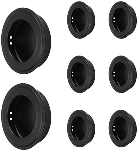 MOROBOR Black Round Recessed Handle,8pcs Stainless Steel Door Finger Pulls Hidden Recessed Cup Door Handle for Closet, Cabinet, Drawer, Dresser