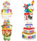 Folienballon Happy Birthday Torten XXL, 4 Stück Geburtstagsballons Aufblasbare Torten, Torten-Ballon und Geschenk Ballon, Geeignet für Kindergeburtstage (Aufblasen mit Helium oder Luft)