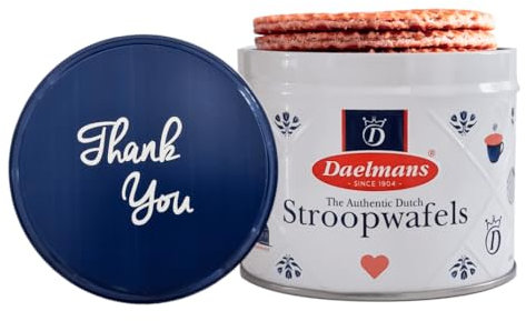 Daelmans Stroopwafel Scatola regalo Thank You - Scatola con 12 barattoli - 230 grammi per barattolo - 8 Stroopwafel per barattolo (96 biscotti)