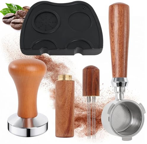 Colmthys Bodenloser Siebträger 51mm mit 1 Tassen Filterkorb Tampermatte Kaffee Tamper 51mm, Wdt Tool mit 6 0.4mm Dickem Edelstahl Espresso Nadel Barista Zubehör mit EC680/EC685 Espressomaschinen