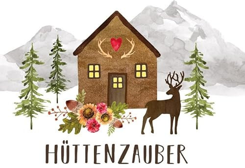 20 Servietten Bayrisch Hüttenzauber an Gebirgsszene als Tischdeko. Papierservietten mit Motiv. Auch für Decoupage und Serviettentechnik 33x33cm