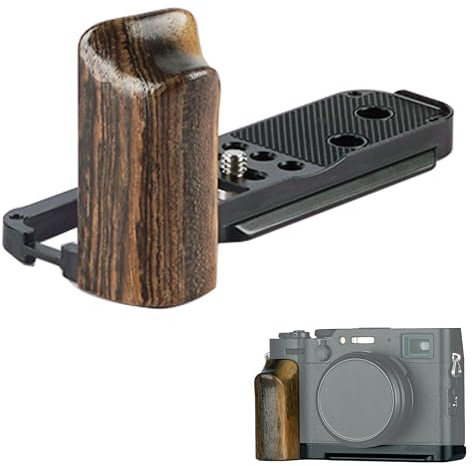 WEPOTO X100VI X100V Handgrip, L-Shape Grip with Quick Release Plate, Wood Side Handle, Compatible with Fujifilm X100VI X100V Camera (GP-X100VI-BM)
