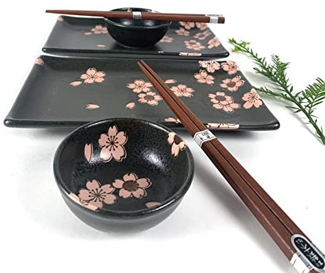 Set di piatti per sushi giapponesi, stoviglie in ceramica per sushi, piatti da portata per antipasti, set da pranzo asiatico, prodotto in Giappone