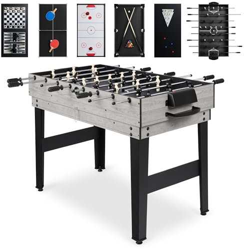 Best Choice Products 10-in-1 Multi Game Table, Combo Game Table for Kids and Adults w/Hockey, Foosball Table, Pool Table, Ping Pong Table, Chess, Checkers, 2x4ft - Gray