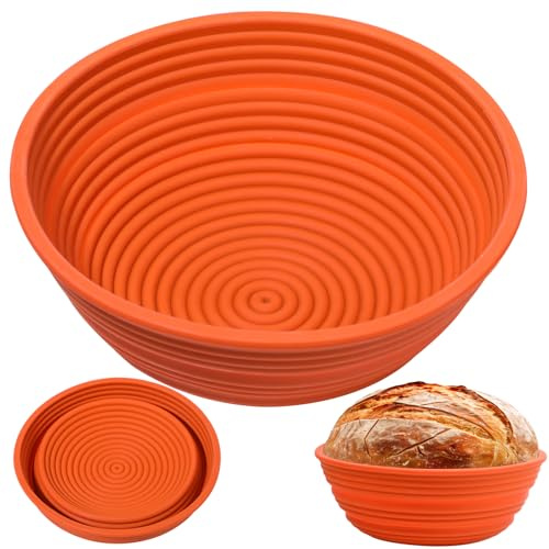 Webake Gärkörbchen Rund Silikon Gärkorb Brot 25 cm Brotgärkörbchen Gärkörbchen für Brot Brotkorb zum Backen