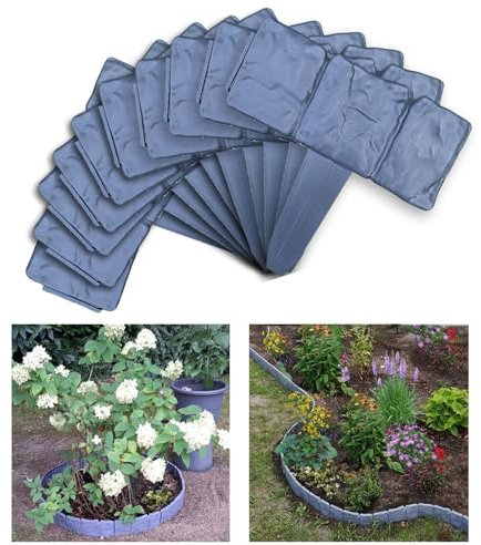 Bordure de Jardin Plastique Exterieur 20 Pcs,5m Anthracite Bordure de Jardin en Pierre Gris, pour Bordure de Gazon clôture Patio Fleur (L x H): 25x 23cm (Gris, 20 pcs)