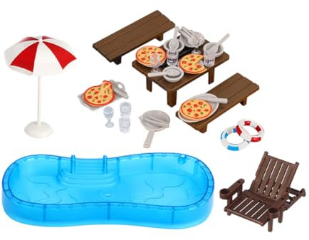 ibasenice 2 Sätze Eingestellt Puppenhaus-Schwimmbad Mini Möbel Haushaltsdekoration Mini-puppenhaus Mädchenpuppenhaus Austauschbare Puppen Kurzarmpuppen Plüschige Kleidung Puppenmöbel Plastik