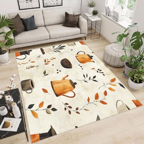 Generisch Cartoon Wasserkocher Badezimmerteppich Set 160x230cm Teppich Waschbar In Waschmaschine Waschbare Teppiche Kinderzimmer Kurzflor rutschfest Kinderteppich Jungen Wohnzimmer