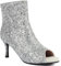 Hykytyhk Stivaletti da donna con tacco a spillo glitter punta aperta, Argento 9 cm, 44 EU