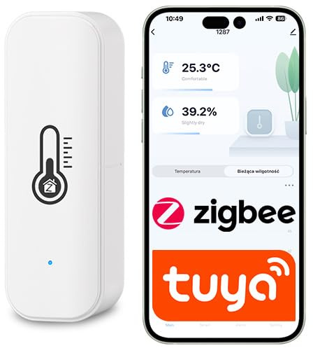 Sone Smart One ZigBee Temperatur- und Feuchtigkeitssensor Weiß Tuya Smart | App-Steuerung, Messverlauf, Datenexport, Push-Alarm, Batteriestatus, Klebemontage