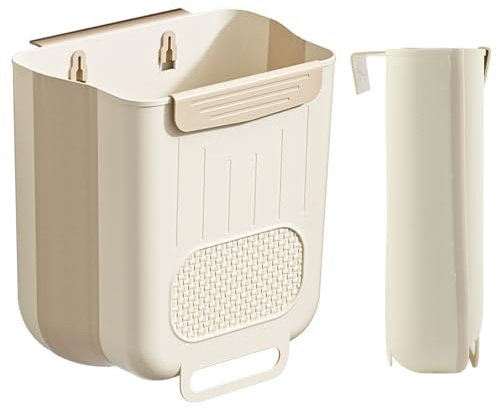 Dzmuero Cubo Basura Plegable, Cubo Basura Extraible Bajo Fregadero, para Cocina, Camping, Armario, Baño, Oficina, Coche, Dormitorio (Blanco, 10L)