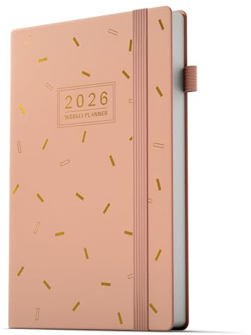 TDOLISSTE - Kalender 2026 Wochenplaner A5 Terminplaner für Lehrer, Schüler, Büro, Mehrsprachiges 1 Woche 2 Seiten, Januar 2026 - Dezember 2026 (Rosa)
