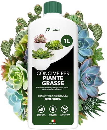 BioNee Concime Biologico per Piante Grasse 1L – Nutrimento Naturale per Cactus e Succulente | Favorisce Colori Intensi, Foglie Lucide e Crescita Armoniosa