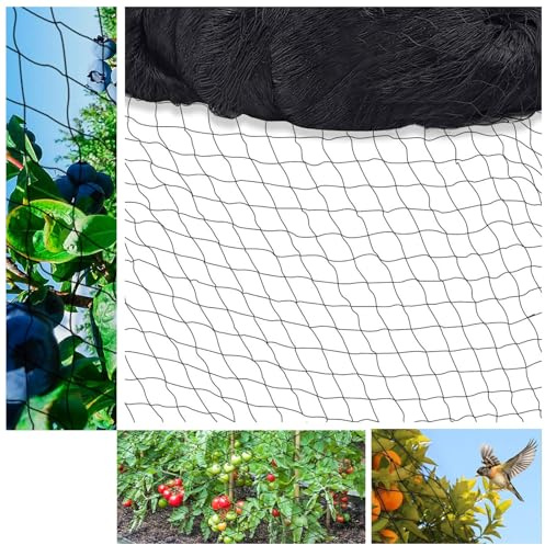 alouweekuky 10m X 10m Filet Anti Oiseaux, Filet Protection Oiseaux Noir, Filet Poules, Filet Voliere, Filet Poulailler RéUtilisabl (Mailles De 5 X 5 cm de Grands Trous)