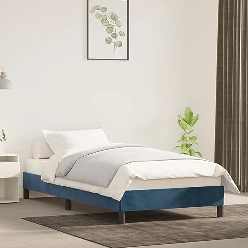 GeenYuu Bettgestell ohne Matratze Dunkelblau 80x200 cm Samt, Einzelbett Rahmen, Schlafzimmermöbel, stabiles Plattformbett für erholsamen Schlaf