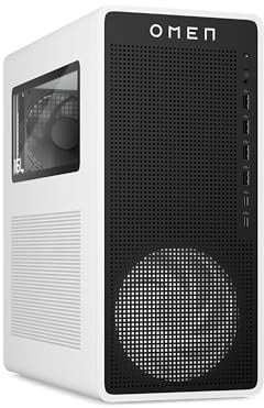 Omen 16L Gaming Desktop PC, Intel Core Ultra 5 225F, 16 GB DDR5 RAM, 1 TB SSD, NVIDIA GeForce RTX 5060 Ti, Windows 11 Home, RGB-Beleuchtung, Weiß