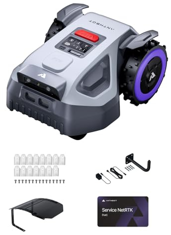 ANTHBOT Robot Tondeuse M9-1000㎡ | NetRTK, 3 mois de 4G gratuits ,Tonte par zone, Tonte programmée, Application Contrôle, Hauteur de coupe réglable de 3 à 7 cm