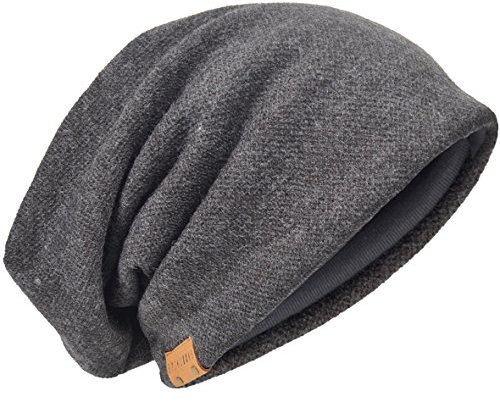 bergroße Herren Strickmütze Baggy Slouchy Schädel-Kappe Mütze B011s, 010b-Grau, M