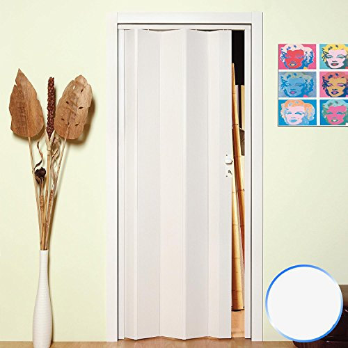 Porte Pliante accordèon PVC Blanc Pastel Bouton 83x214 reductible Mod. Maya