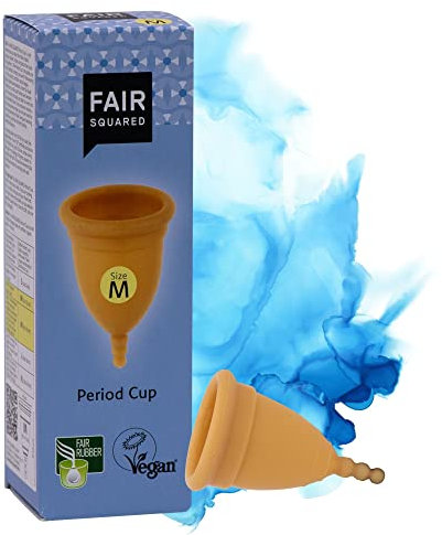 FAIR SQUARED Size M Period Cup Menstruationstasse Menstruationsbecher - Naturreine Menstruationstasse aus Naturkautschuk aus fairem Handel - vegan und Zero Waste