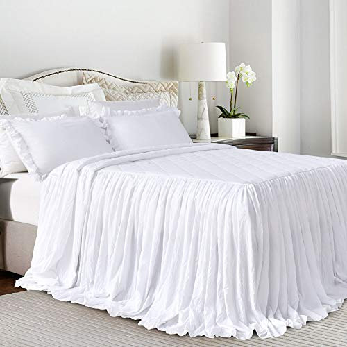 Queen's House Weiß Baumwolle Bett Röcke Shabby Chic Queen Style 002