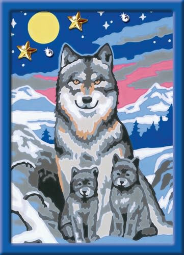 Ravensburger Paint by Numbers 27784 - Cute Wolf Family - For Children from 9 Years