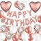 MAKFORT Geburtstag Deko Rosegold Happy Birthday Folienballons Girlande mit Konfetti Luftballons Roségold Für Geburtstag Partydeko Mädchen und Frauen