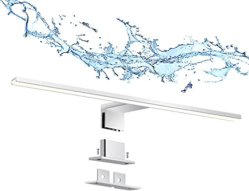 ERWEY 2 in 1 LED Spiegelleuchte IP44 Badleuchte Badlampe Neutralweiß Schminklicht 230V Schrankleuchte Spiegelschrank Aufbauleuchte Bad Klemmleuchte Wandleuchte (60cm 4000K 8W)