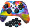 YoRHa Thickened Printing Cover Skin Case for Xbox Series X/S Controller x 1(Colorful Stream) with Thumb Grips x 10