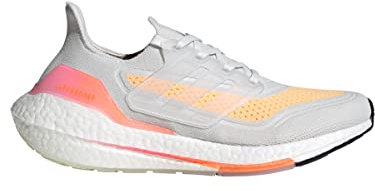 adidas Damen Ultraboost 21 Running Shoe, Crystal White Crystal White Acid Orange, 38 2/3 EU