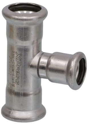 Raccord a sertir en inox T reduit 42-22-42 contour M