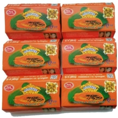 Asantee Thai Papaya Herbal Skin Whitening Soap 125g (Pack of 6