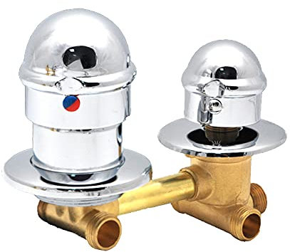 Rubinetto miscelatore doccia filettato, rubinetto deviatore doccia in ottone con installazione ad incasso, miscelatore monoblocco regolabile per bagni freddi e caldi (5 vie 12,5 cm)