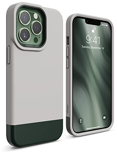 elago Glide Hülle für iPhone 13 Pro | kratzfest, stoßfest (Taupe/Dunkelgrün)