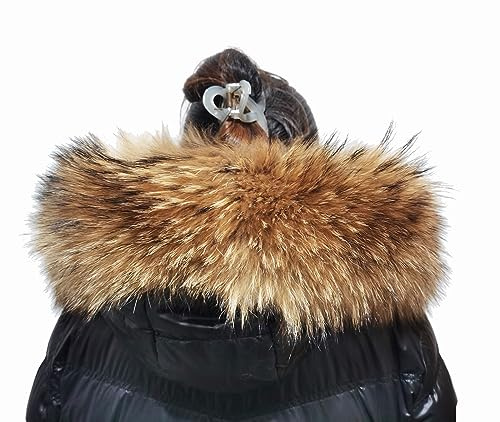 Adynice Véritable col de fourrure femmes cache-cou fourrure écharpe ferme surélevée fourrure de raton laveur colliers cou Wraps capuche unisexe colliers