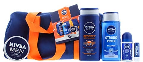 NIVEA MEN GET ACTIVE 6PC (250ML SH/GEL, 250ML S/POO,50ML ULTI PROT R/ON,30ML CRÈM,L/BALM&BAG)