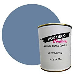 BOX DECO COULEURS Peinture meuble bois intérieur à base d'acrylique aspect mat Aqua Bois - 750 ml, Bleu Pigeon