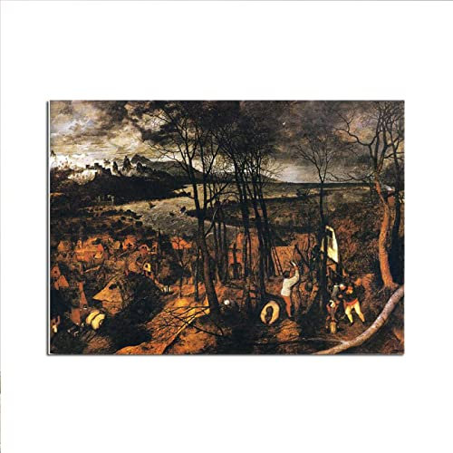 Pieter Bruegel die Gemälde - Der düstere Tag (Januar). Leinwand-Wandbild für Wohnzimmer, Schlafzimmer, Dekoration, 60 x 90 cm (23,7 x 35,5 Zoll), rahmenlos