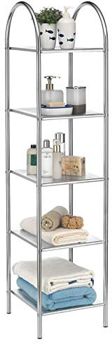 Badregal SECA mit 5 Ablagen, Bad Standregal aus verchromtem Metall, praktisches Handtuchregal für Badezimmer