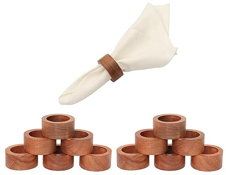 Serviettenringe aus Holz, handgefertigt, bunt, Rot, 12 Stück