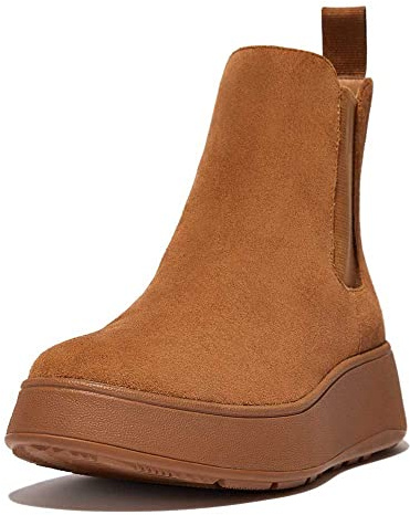 Fitflop F-Mode Leather Flatform Chelsea Boots in Light Tan Suede 4 Light TAN