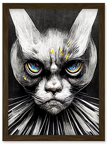 Doppelganger33 LTD The Sultan Of Cat Land Fantasy Gothic Cat Portrait Artwork Framed Wall Art Print A4