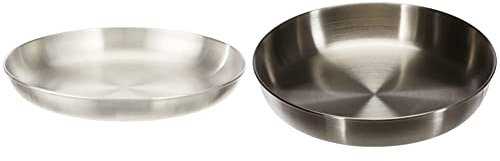 Tatonka Edelstahlteller, 23 x 3 cm, 4030 & Picnic Plate Geschirrset, Transparent, 16.5 x 3 cm