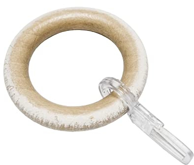 Gardinia Gardinenringe für Gardinenstangen Ø 25 mm, Mit Gardinenhaken, 10 Stück, Ring-Breite 8,5 mm, Holz, Castell-Eiche