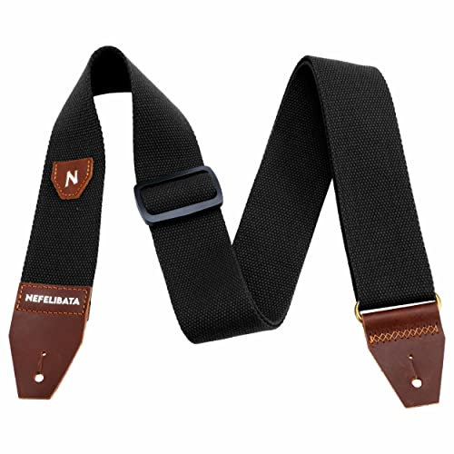 Nefelibata Unisex Fn-jtbd-md179-eu Gitarrengurt, Carbon schwarz, Elegant Cotton Collection