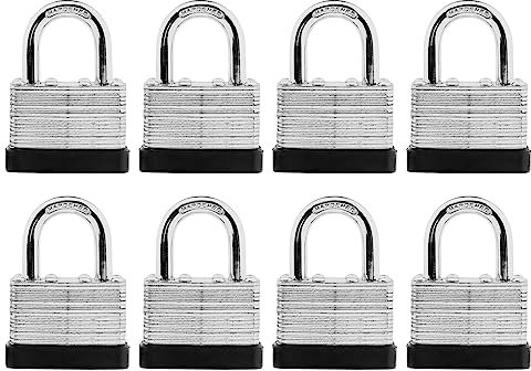 SafiSwords 8-Pack Keyed Alike Laminated Steel Padlocks Keys, 1-3/4 Wide, Heavy Duty Pad Lock Set with Same Keys