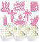 SYKYCTCY 24 Pack First Holy Communion Cupcake Toppers with Glitter Cross Bible Angel God Bless Cupcake Picks First Communion Baptism Religion Theme Birthday Party Cake Decorations Supplies Pink