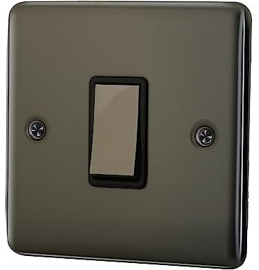 Albert Austin Light Switch 1 Gang 2 Way PGM 33643 Easy to Install Gang Design Durable Smooth Polished Finish Easy to Use High Power Standard UK Switch For Home and Commercial Use 10A Black Nickel