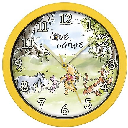 Disney Winnie Puuh Wanduhr WP3014, Einheitsgröße, Gelb