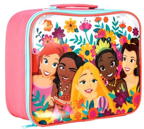 Disney Princess Rechteckige isolierte Lunchbox-Tasche, Brotdose, Thermotasche für Jungen und Mädchen, perfekte Größe zum Verpacken von heißen oder kalten Snacks für Schule und Reisen, BPA-frei